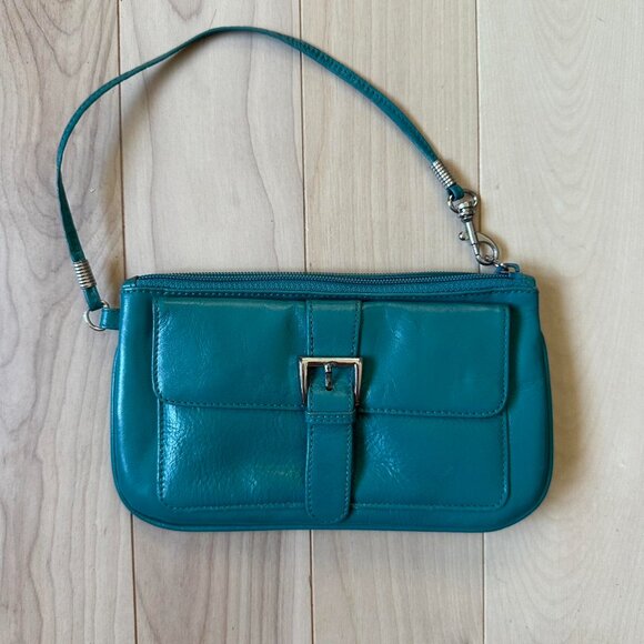 Y2K Teal Leather Mini Shoulder Bag – Buckle Detail - Picture 2 of 8